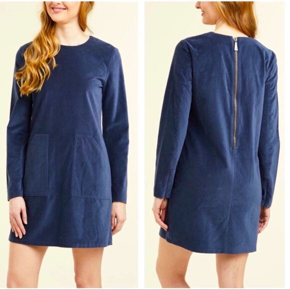 FRYE Melissa Blue Velvet Suede Mini Shift Dress NWT in Small - Picture 1 of 8